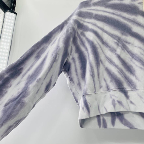 Good American Cropped & Cool Tie Dye Hoodie Lilac White Size 5 XXL NWT Cozy - Picture 7 of 11